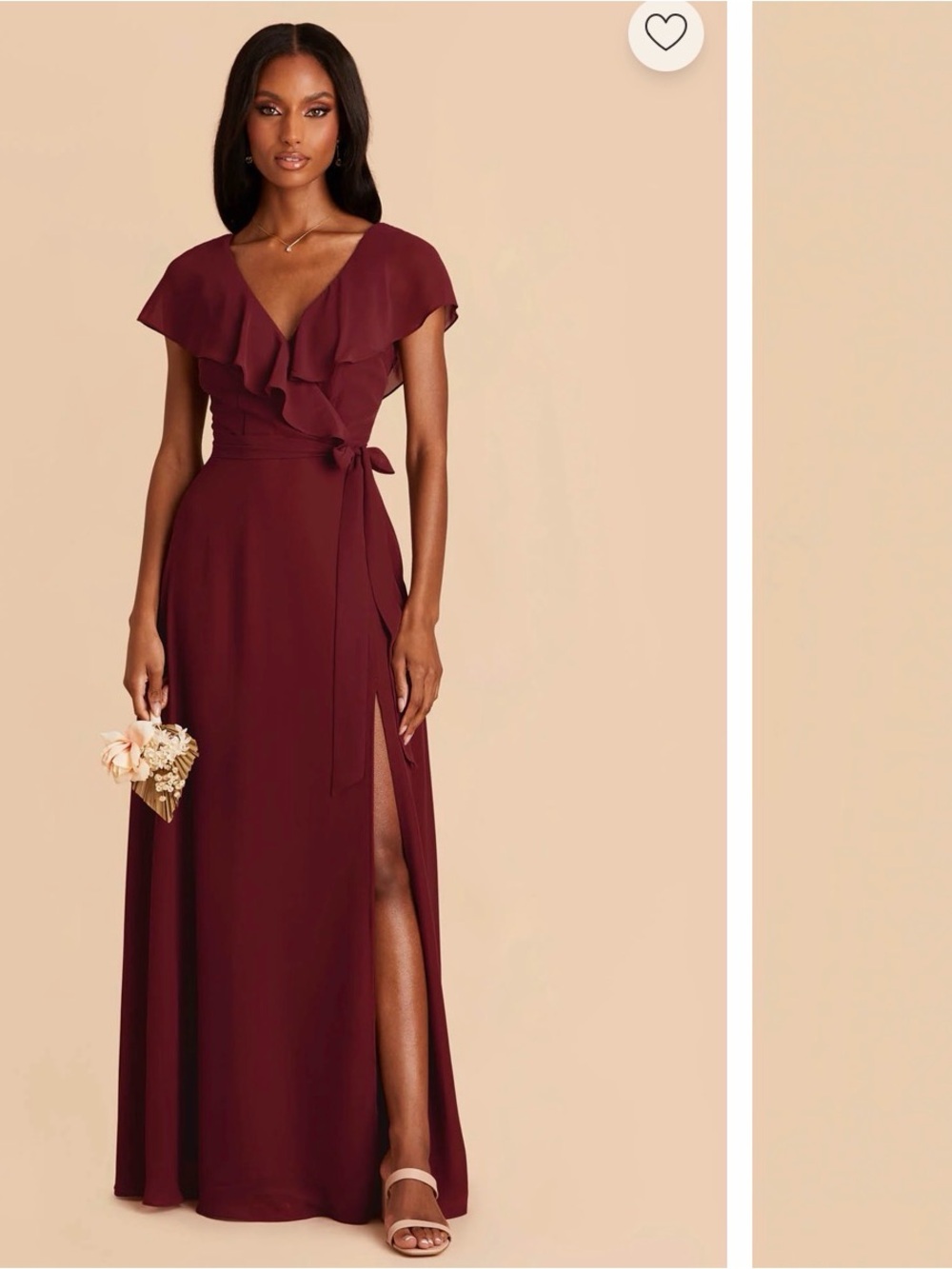 Elegant Ruffle Wrap Maxi Dress in Burgundy